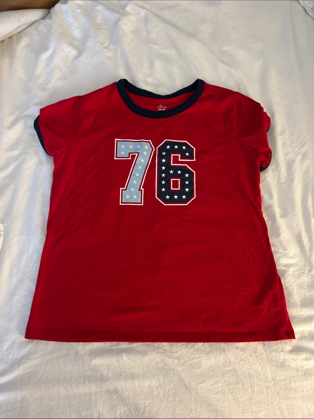 Patriotic Kids Red Short-Sleeve Tee with Number 76